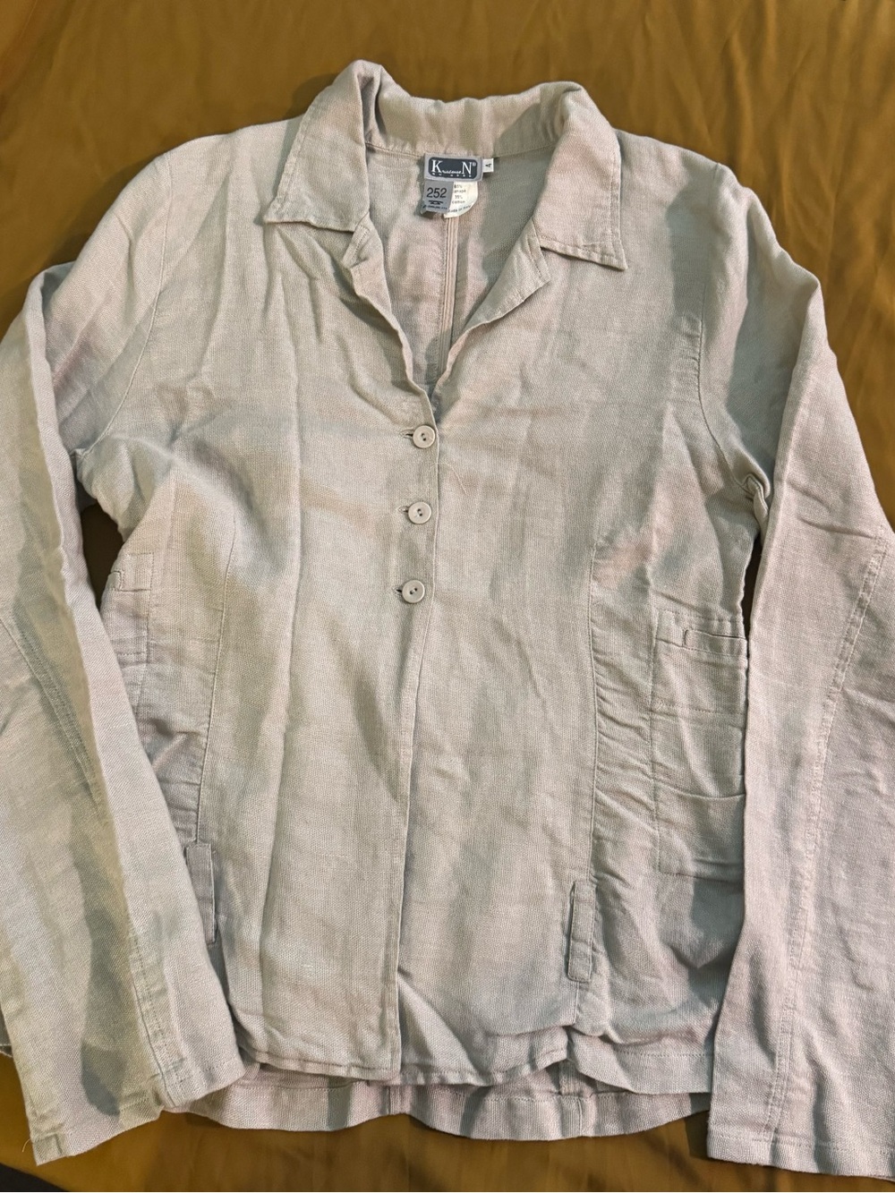 Light Beige Linen-Blend Shirt Jacket